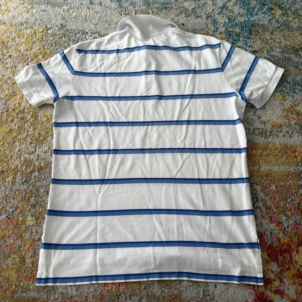Polo by Ralph Lauren Striped Polo Shirt XL - White & Blue Short Sleeve